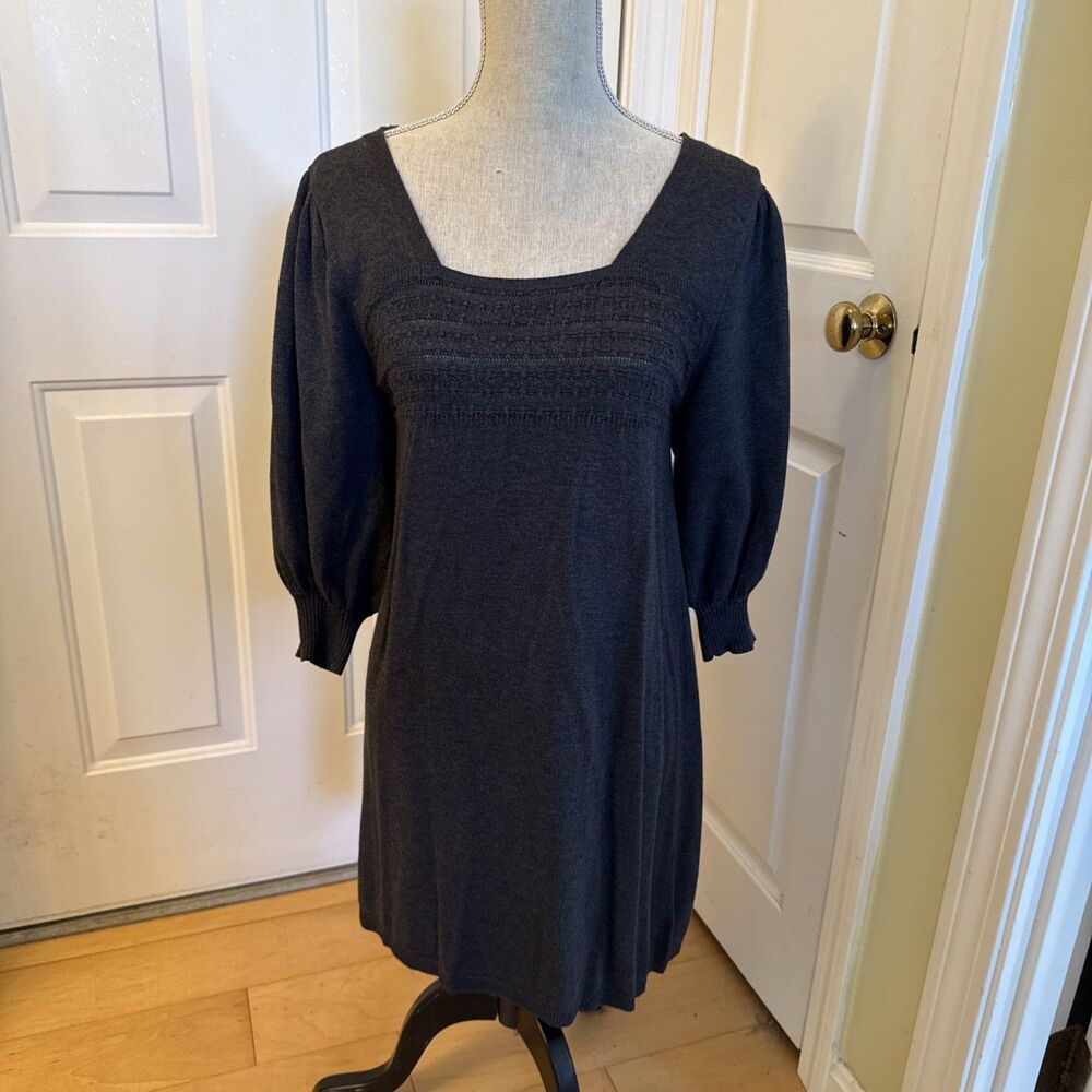 CUTE & COMFY studio M Gray Cotton Blend Puff Sleeve Mini Dress Size S